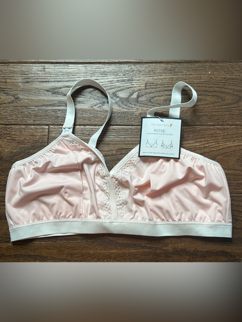 Fairy fairy Soft Pink Wireless Lace-Trim Pumping Bra